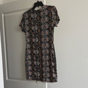 Snake Print Short Sleeve Dress